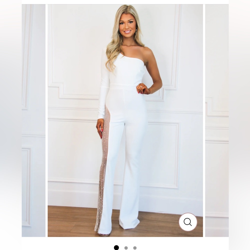 NASH-VEGAS ONE SHOULDER JUMPSUIT: WHITE